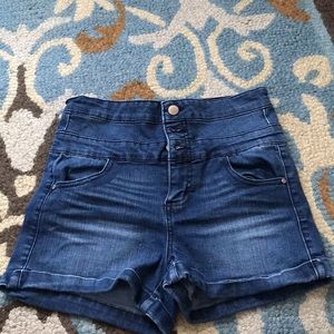 High waisted jean shorts.